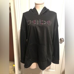 Bebe Black Hoodie with Rhinestone Logo